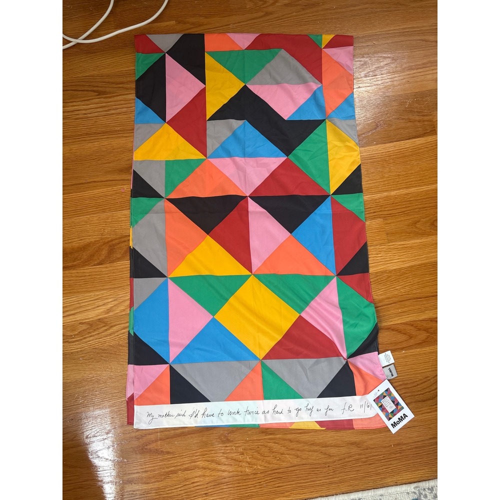 MoMA Faith Ringgold Geometric Scarf Multicolor Art Quote NWT 70x21